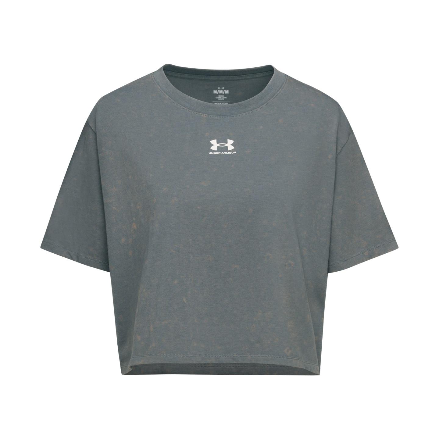 

Under Armour Rival Boxy Washed Sports Casual Simple Loose Breathable Comfortable Daily Short Sleeve T-Shirt Women tops Clay-Green 6011065-709 XL