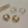 Punk Fan Shaped Metal Sunflower Exaggerated Hoop Earrings for Women Versatile Simple Hollow Earrings Wholesale Jewelry Accessory
