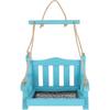 POPETPOP Hanging Bird Feeder, Wooden Chair-Shaped, Multiple Feeding Spots, Attracts Various Birds, Durable, Blue, 6.89 X 5.51 X 4.725 Inches