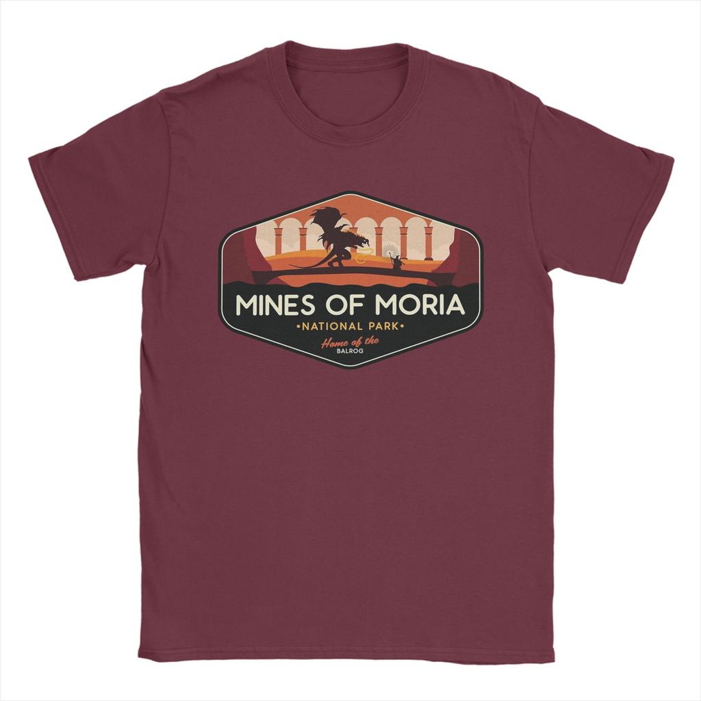 Herren T-Shirt Moria Nationalpark Heimat des Balrog Vintage Reine Baumwolle T-Shirts LLords Of The RRings T-Shirt Rundhals Oberteile