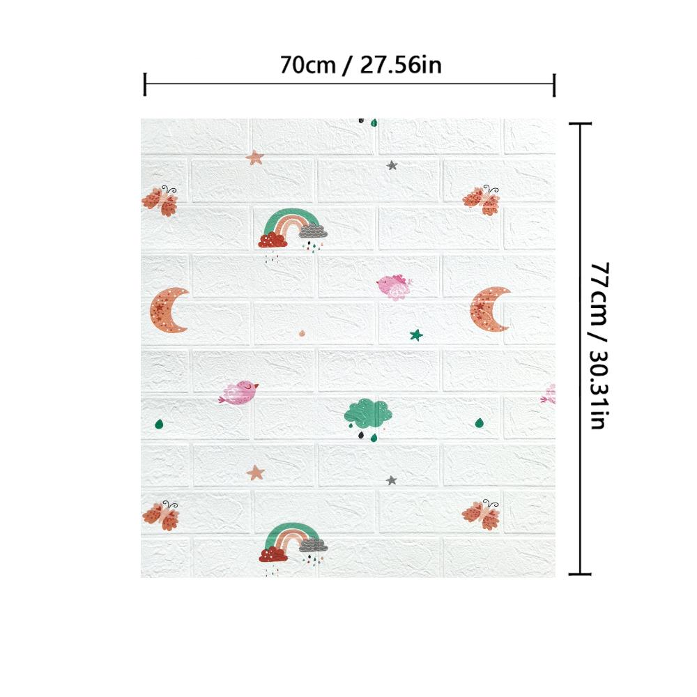 3D Do-It-Yourself Foam Wall Living Room Bedroom Kitchen Bathroom Wall Decals 77Cm*70Cm Water-Repellent Wall Cover Self Adhesive Home Ornament