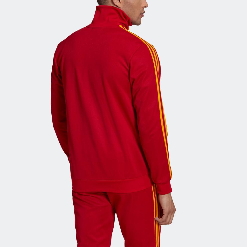 Adidas Originals Trefoil Fb Nations Tt Pruhovaný Potisk Logo Zapínací Bunda se Stojáčkem Pánská Bunda Červená HK7407