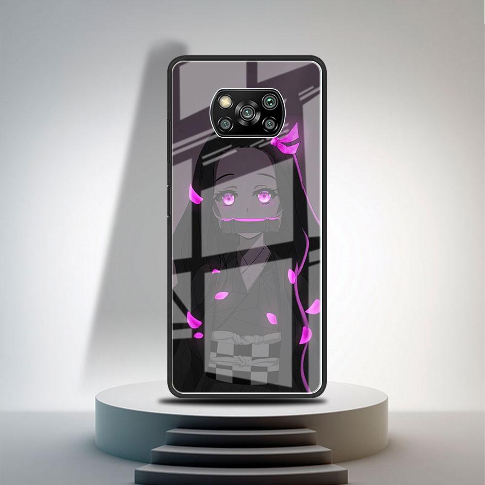 Glass Case For Xiaomi Poco X3 NFC 11 Lite 11T F3 M3 For Redmi Note 11 10 9 8 Pro 10S 9S 9A 9C Phone Cover Anime Demon Slayer
