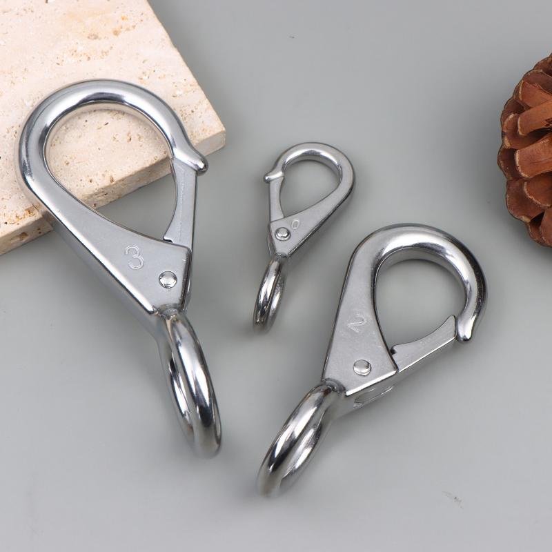 Heavy Duty Stainless Steel 304 Spring Snap Hook Rigid Loaded Fixed Eye Clip Carabiner Universal Marine Boats Clip Dock Hardware