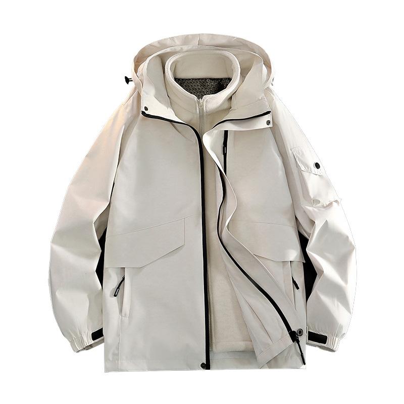 New Outdoor Jacket for Men and Women, Men and Women, Three-in-one Waterproof, Windproof, Oil-proof Mountaineering Men's Clothing Jacket