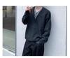 Korean Style Men's V-Neck Knit Sweater: Versatile Fake Two-Piece for Autumn/Winter