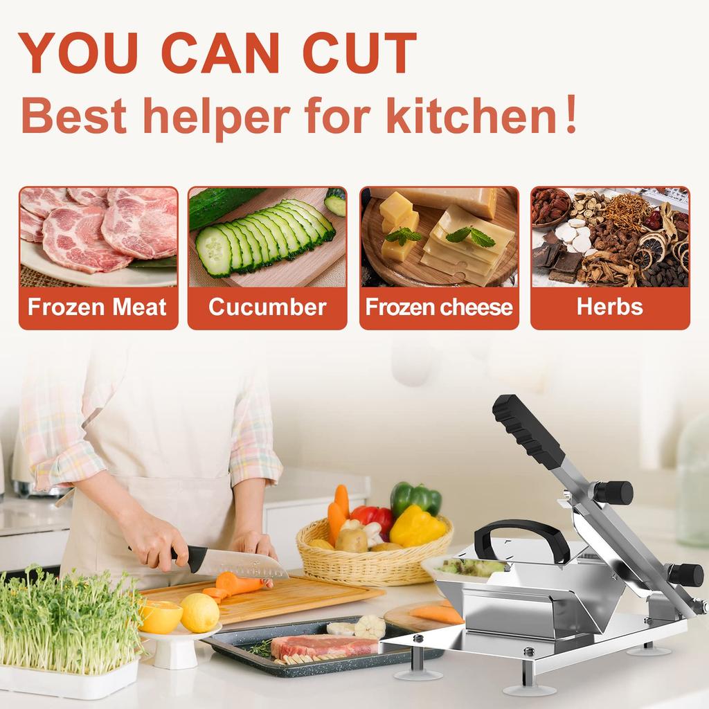 Manual Frozen Meat Slicer Stainless Steel Meat Cutter For Beef Mutton Roll Vegetable Slice For Home Cooking of Hot Pot BBQ