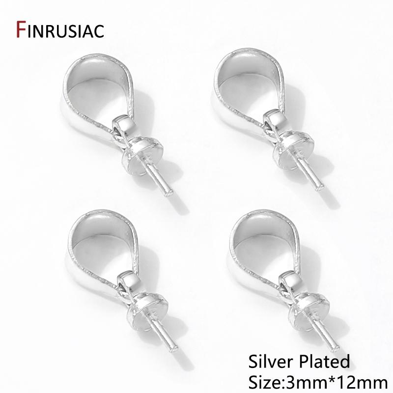 

14K Gold Plated Brass Pendant Pinch Bail With Pearl Base,Pendant Bail Connetor For DIY Jewelry Making Accessories 10 pieces