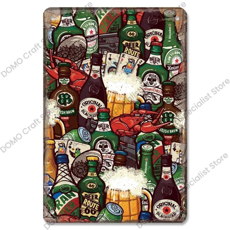 Vintage Beer Metal Sign, New Year Pub Decor Plaque