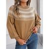Autumn and Winter Retro Pop Style Contrast Striped Long-sleeved Pullover Sweater