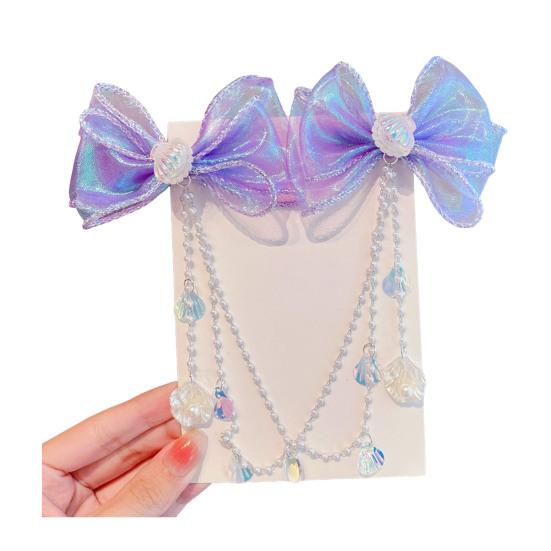 

Шпилька для волосся дівчинки Бантик Морська зірка Мушля Ланцюжок з штучними перлами Декор Дитяча заколка для волосся Головний убір принцеси Аксесуари для волосся C