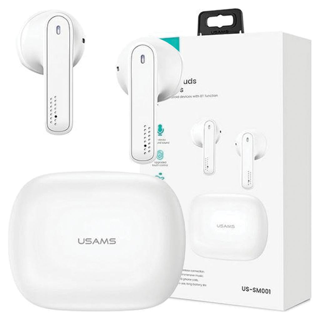 Usams Słuchawki Bluetooth 5.0 Tws Smseries Bezprzewodowe Biały/White Bhusm01 (Us-Sm001)