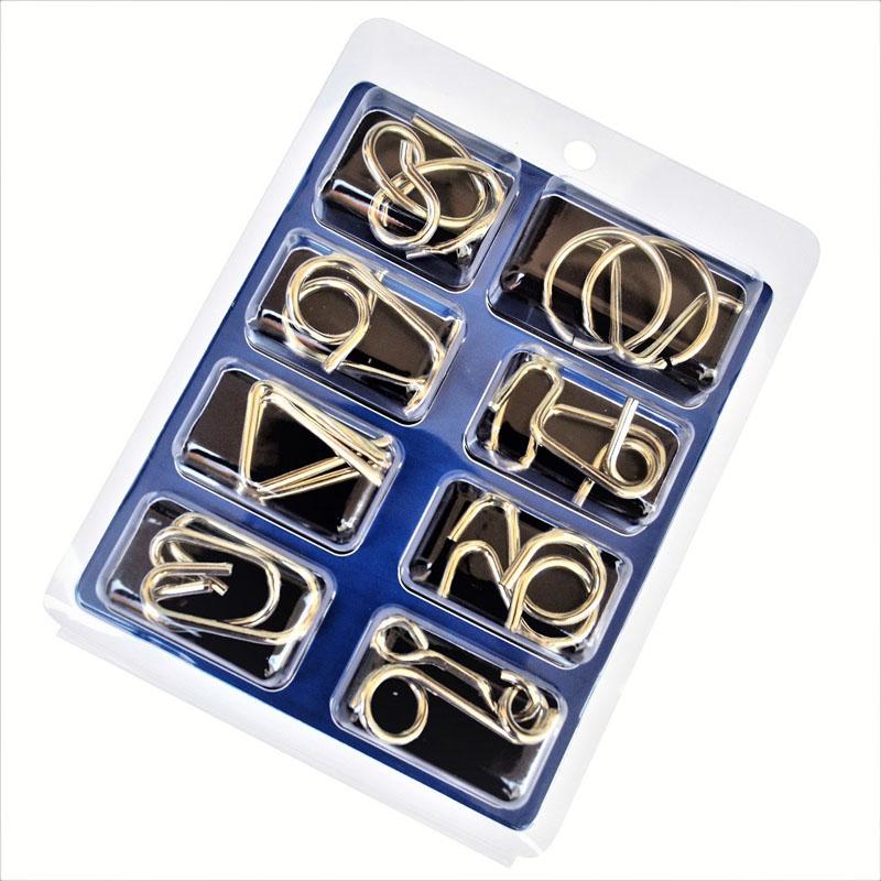 8Pcs/Set 3D Metal Puzzle Mind Brain Game Toy Children Adults Interactive Anti-Stress Funny Game Montessori Educational Toys