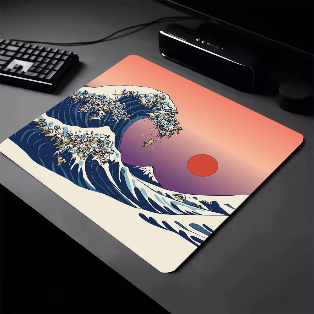 Japanese Art Kanagawa Waves Mouse Pad Gamer Desk Mat Square Gaming Office Accessories Rug Mousepad PC Rubber Keyboard Table Mats