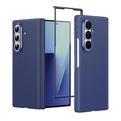 Chytré pouzdro z hladké kůže pro Samsung Galaxy Z Fold 7 6 5 4 360° Kompletní ochrana Pant Displej Sklo Nárazuvzdorný kryt