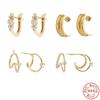 Simple Glossy Horn Earrings C-Earrings Ear Buckles Stacking Matching Earrings S925 Sterling Silver Earrings