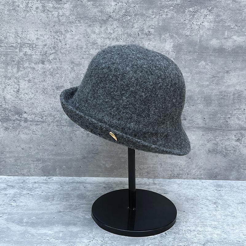 Elegant And Comfortable Warm Wool Bucket Hat Women'S Autumn And Winter Modified Face Curling Top Hat Versatile Age Reducing Korean Version Hat