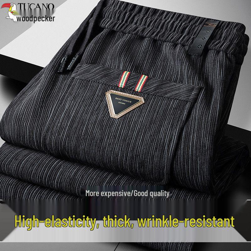 

Мужские флисовые высокоэластичные спортивные штаны Woodpecker - Не требующие глажки, толстые махровые повседневные брюки для осени/зимы. 4XL (85-95 kg)