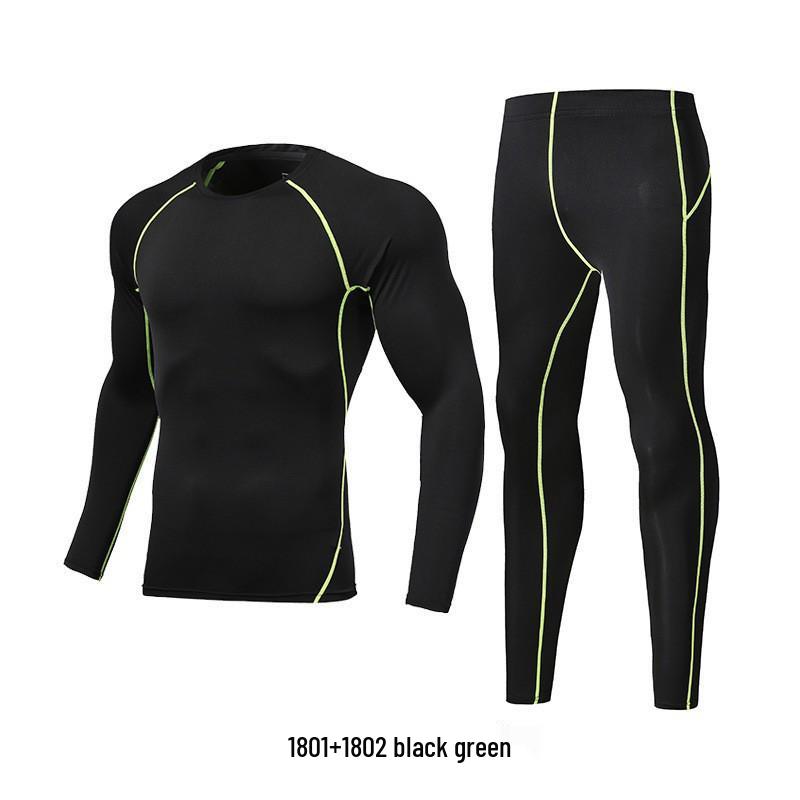 Men's Quick-Drying Elastic Compression Long Sleeve Fleece-Lined Fitness Suit