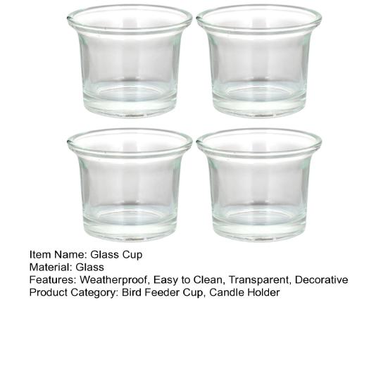 Glass Bird Feeder Cups, Feeder Replacement Bowls, 2.44 Inch Weatherproof Glass Bowl for Hummingbird & Finch, Outdoor Hanging Feeder Accessory & Candle