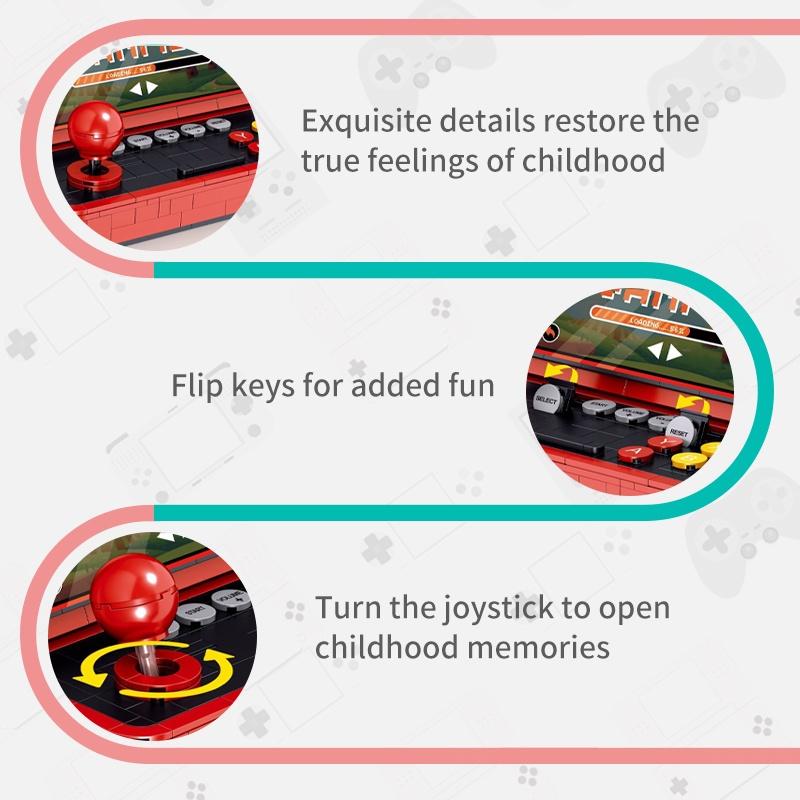 666pcs Simulation Retro Desktop Game Machine Model Micro Building Blocks Mini Bricks Assemble Children Toys for Kids