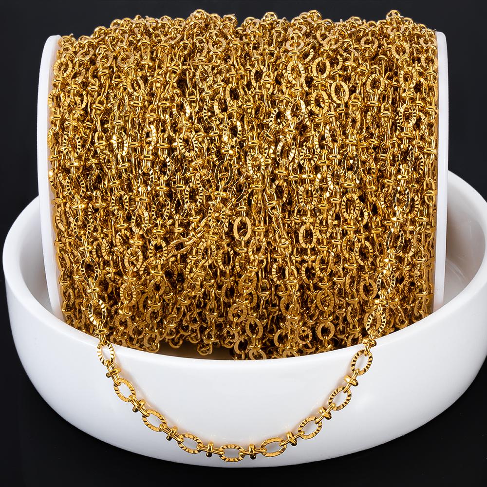 No Fade 2Meters Stainless Steel Radial Line Metal Beads Chain Embossing Bracelet Chain Bulk Jewelry Making DIY Necklace Supplies