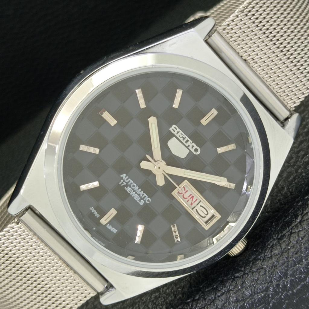 Seiko 5 AUTOMATIC JAPAN MENS 6309A REFURBISHED BLACK COLOR DIAL WATCH A440271-4 Sk-a440271-1