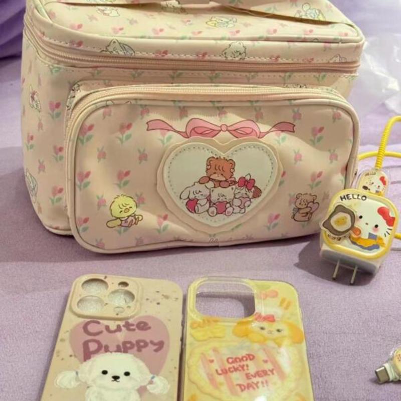 Damska torba do przechowywania Nowa modna słodka dziewczęca różowa kosmetyczka Leisure uniwersalna duża pojemność słodkie małe zwierzę torby podręczne