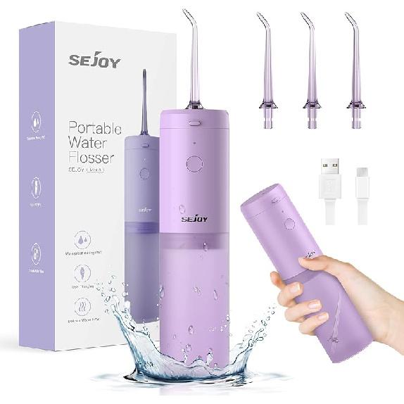Water Flosser Dental Oral Irrigator Teeth Cleaner Portable Travel Rechargeable Cordless,IPX7 Electric Plaque Remover 3 Modes 3 Jet Tips 140ml