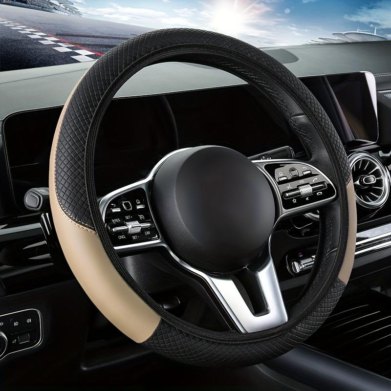 1PC Automobile Steering Wheel Cover Elastic No Inner Ring Leather All Season Universal