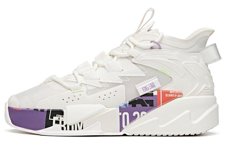 Women's Sneakers Anta G6 Abrasion Resistant High top Skateboard Shoes Women's White Purple