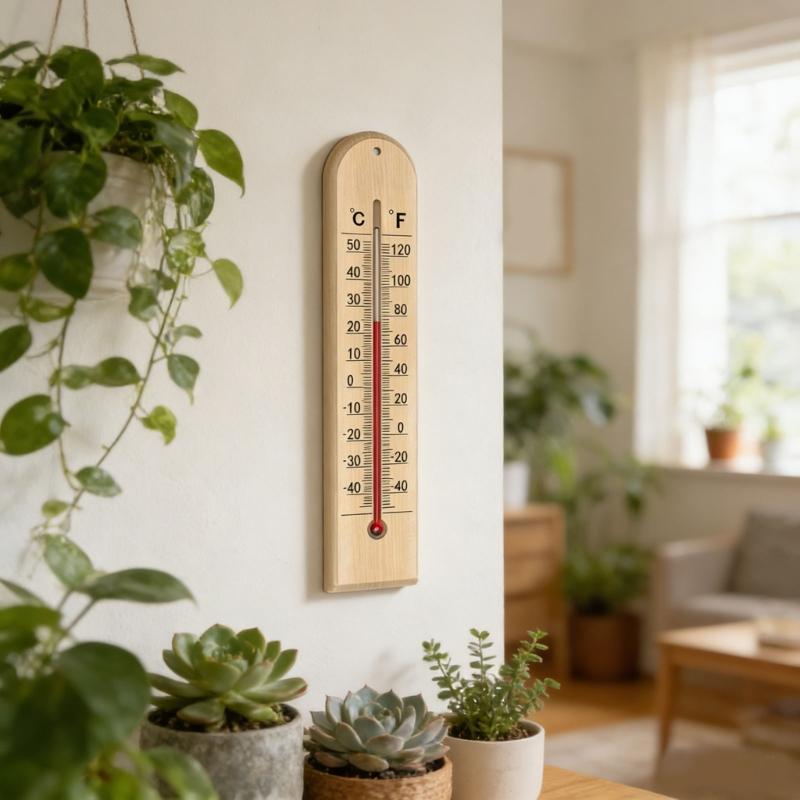 Wall Mountable Wooden Temperature Gauge Accurate -40℃ To 50℃ with Safe Kerosene Solution Large Display Area for Easy Installation