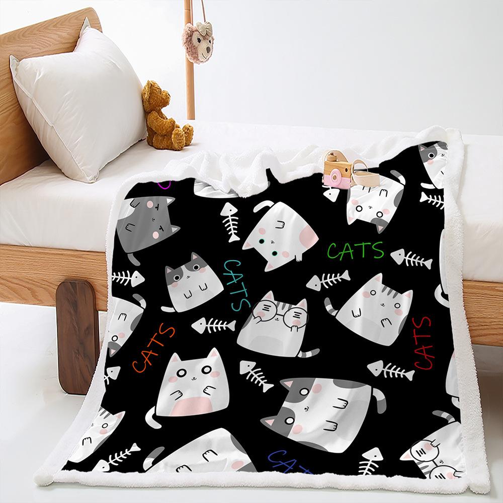 Blanket Cute Illustration Korean Blanket Lamb Fleece Crystal Fleece Blanket Four Seasons