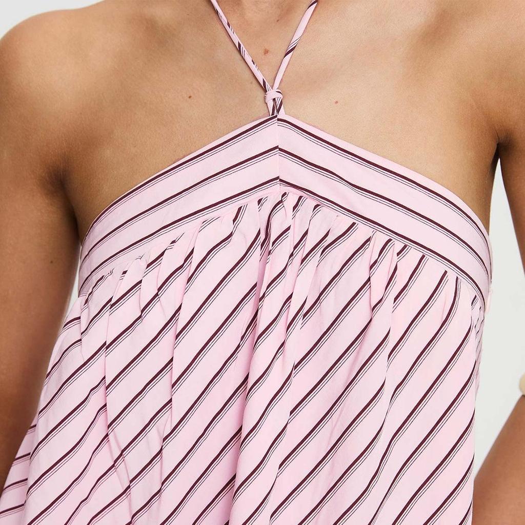 Women's Striped Halter Backless Dress - Spicy European and American Holiday Beachwear