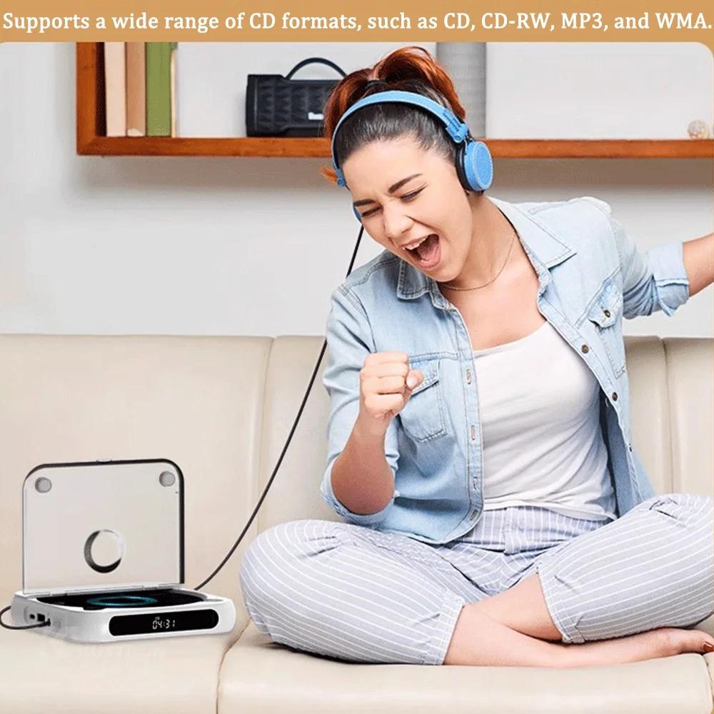 Portable CD Player With Bluetooth USB/TF/AUX Support 2000mAh Rechargeable Battery LCD Display-Model KC-918