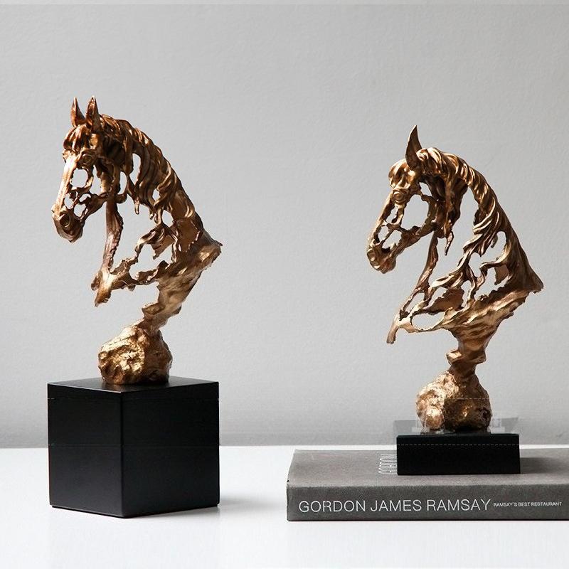 Creative Metal Handicrafts Simulation Animal Sculpture Hollowed-out Horse Head Metal Figurine Home Decoration Accessories