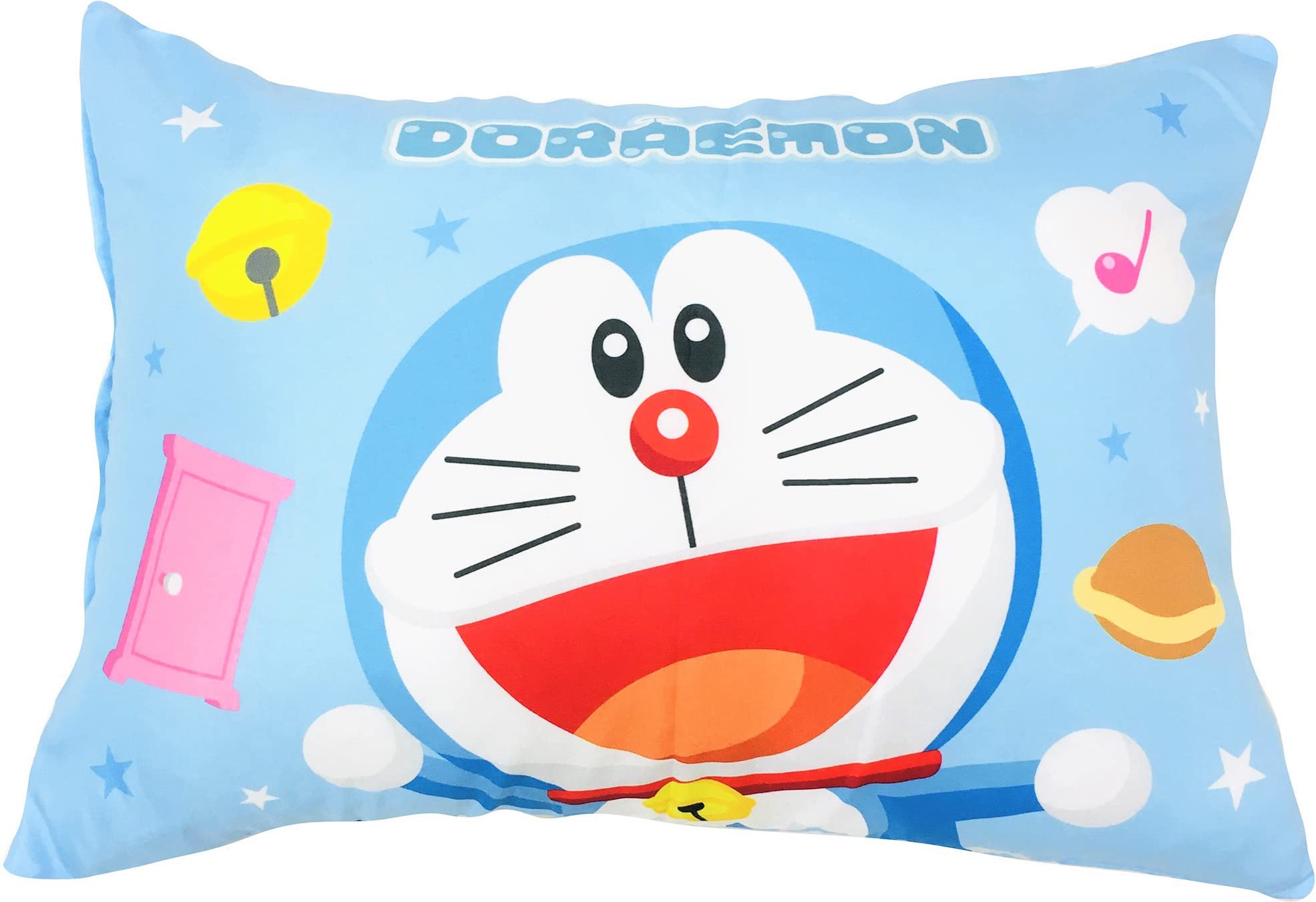 

MORIPiLO Doraemon Pillowcase Peach Junior Size for Shogakukan Makura no Morishita (Soft Skin) Kids, Blue, 35x50cm, Zippered, Washable, Small, Cute,