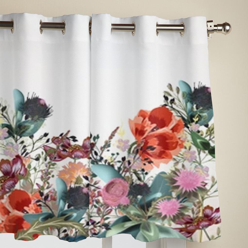 Feldblumen im Vintage-Stil Fenstergardinen für Wohnzimmer Schlafzimmer Luxus Moderne Küchengardinen Stoffvorhänge