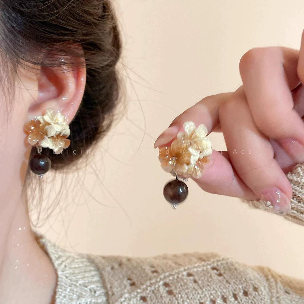 Vacation Style Dopamine Flower Earrings Women's Summer Sweet Temperament Versatile High-end Stud Earrings 925 Silver Needle Earrings