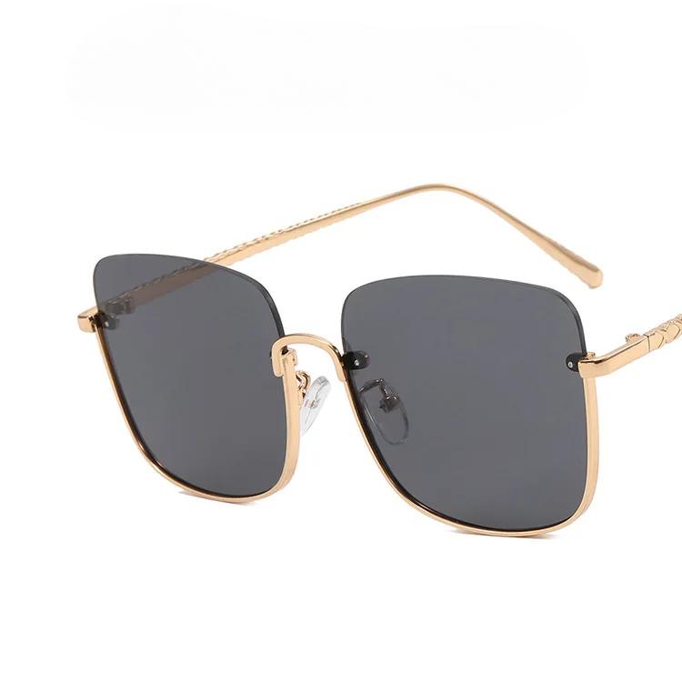 Oversize Square Half Frame Women Sunglasses Large Frame Sunglasses Thin Women Plain Concave Sunglasses