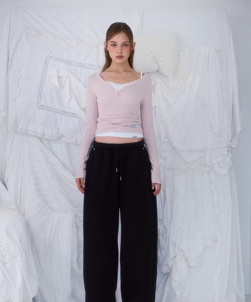 ROSEFRANTZ V-Neck Button Long Sleeve [Pink]