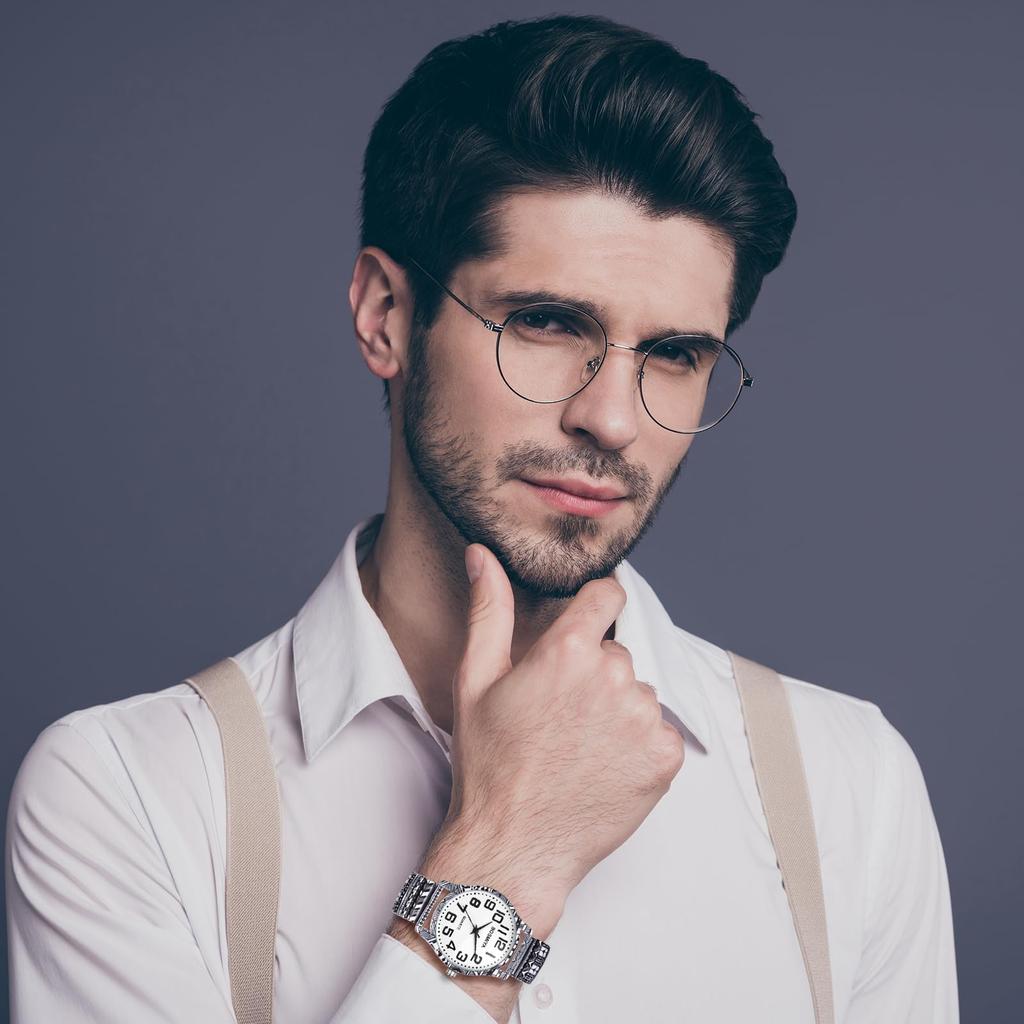 Waterproof Watch with Stretchable Floral One Size Fits Quartz Watch with Stainless Steel Arabic Analog Adjustable Cute Perfect Gift for or Your