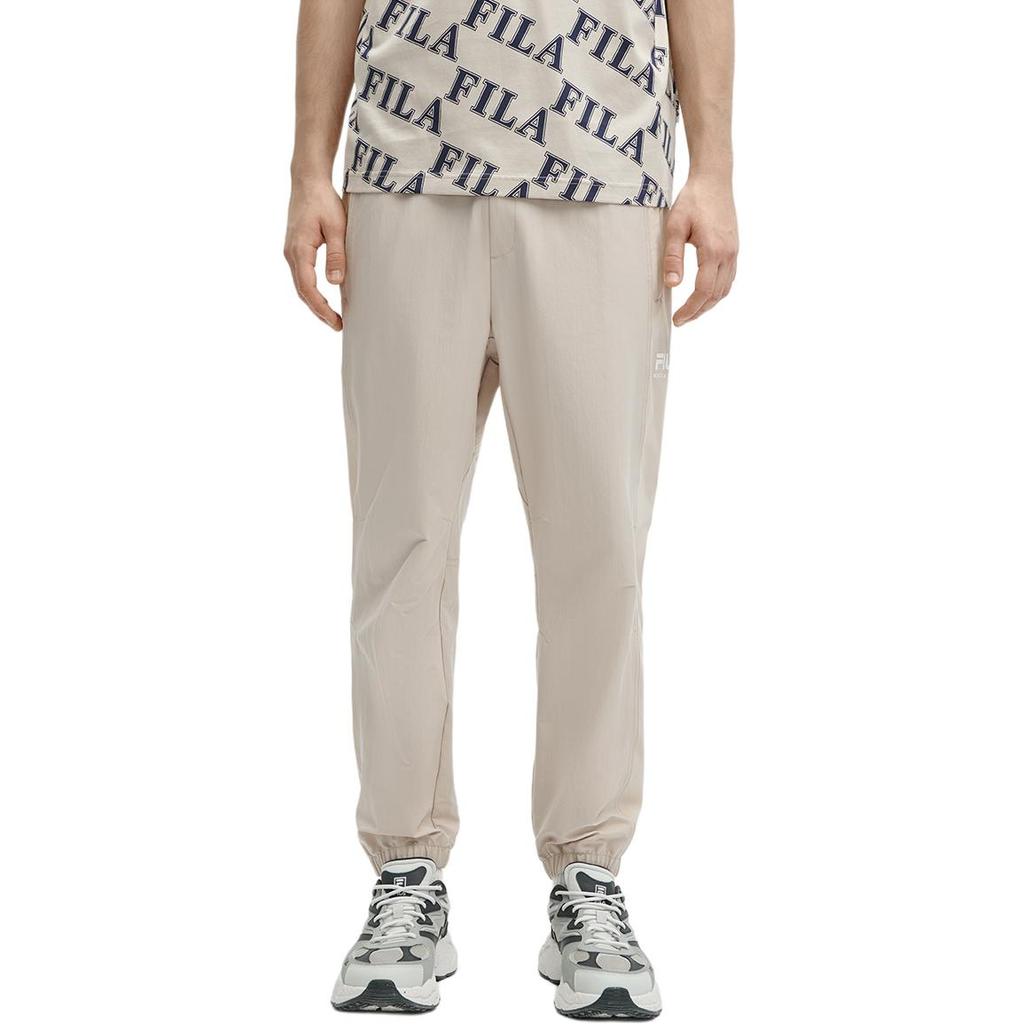 Fila Solid Color Cuffed Casual Woven Knit Sports Pants Men Pants Beige F11M419804F-DK