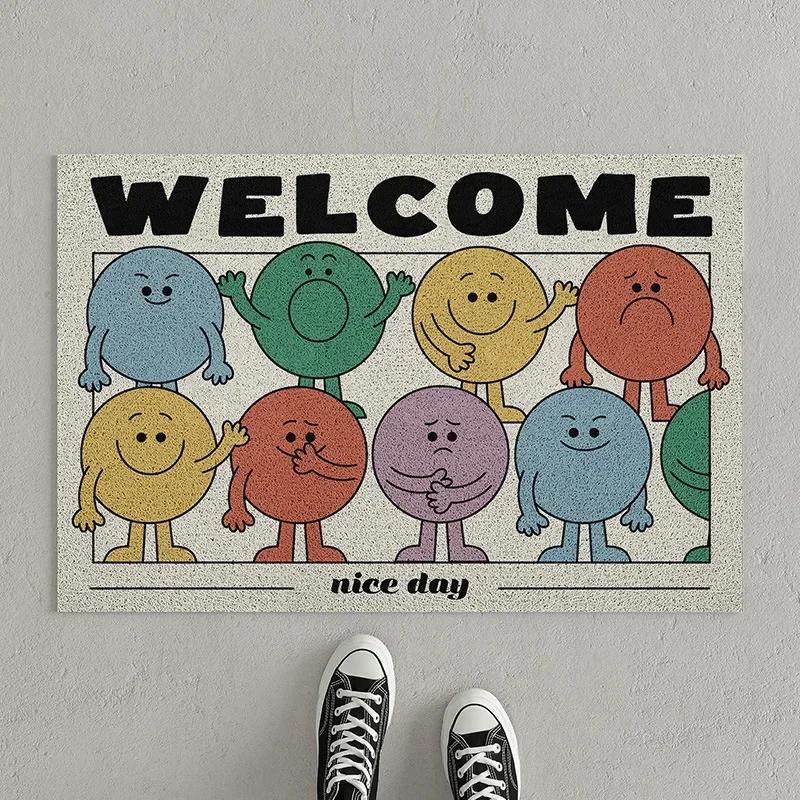 New High Quality Cartoon Entry Floor Mat Pvc Silk Circle Floor Mat Outdoor Welcome Mat Non-slip Home Decoration Carpet