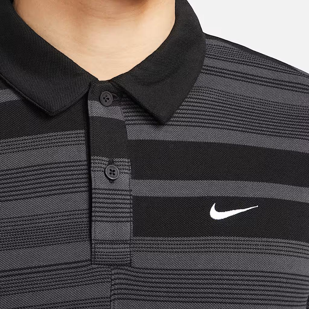 Nike Logo Button Short Sleeve Polo Shirt Men Tops Black DV7907-010