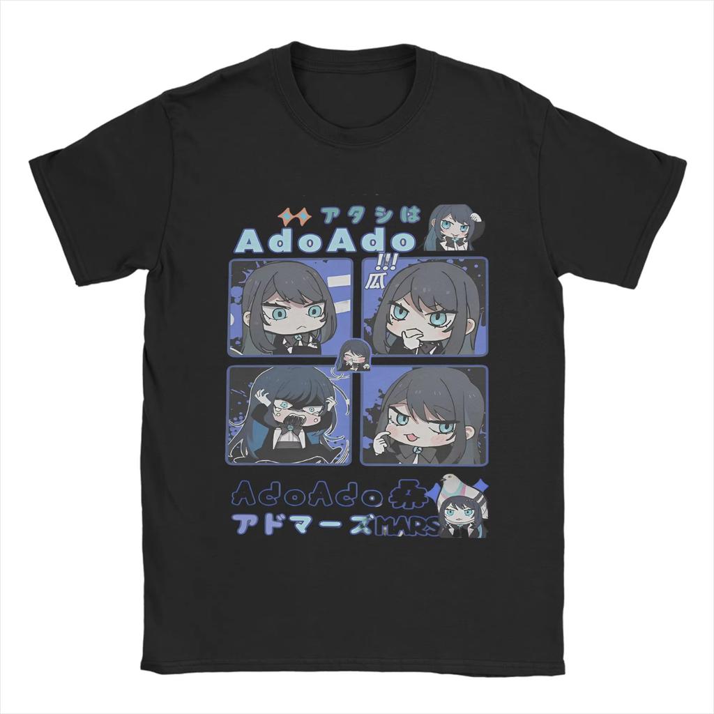 Ado Graphic Print Autumn Pure Cotton Men's and Women's T-shirt Short Sleeve Street Fashion Trend Clothing Kawaii