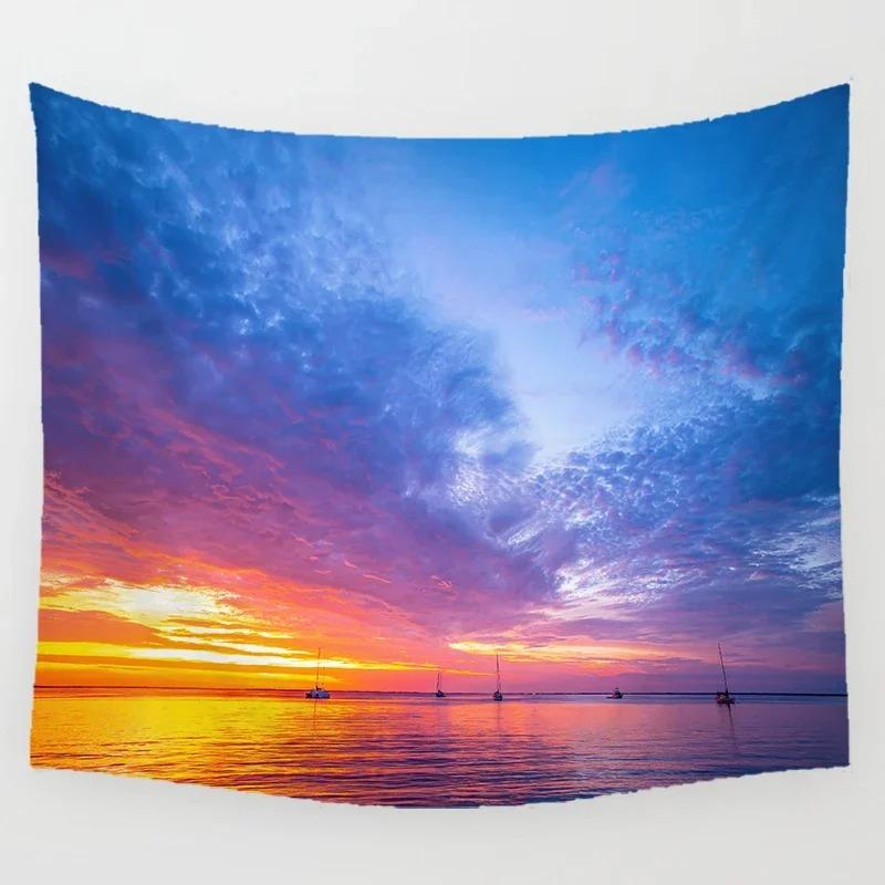 Natural Scenery Purple Flower Field Tapestry Office Living Room Decoration Home Wall Tapestry
