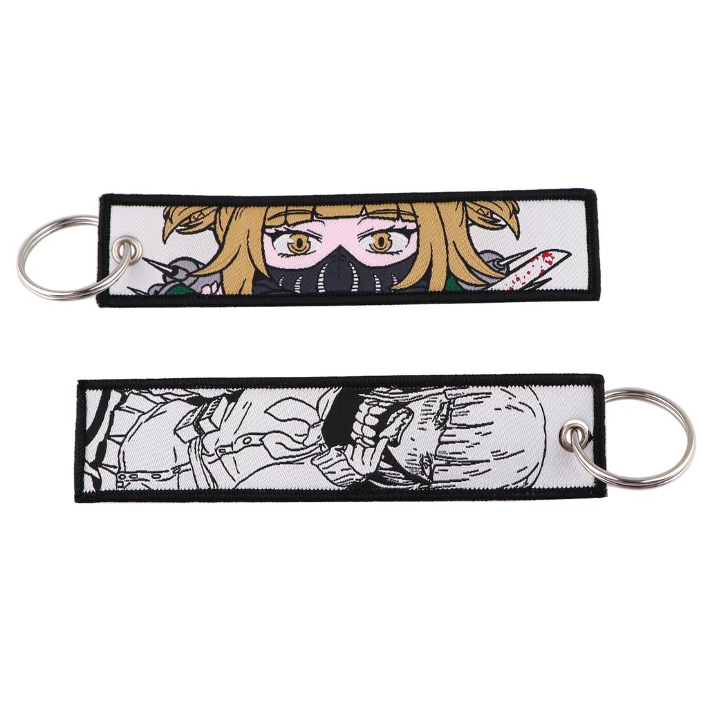Japanischer Anime Schlüsselanhänger für Motorräder Autos Schlüsselanhänger Schlüsselanhänger Stickerei Schlüsselring für Männer Frauen Zubehör