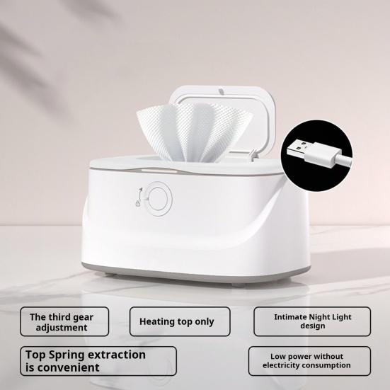 Wipes Warmer with Stainless Steel Top Heating 3 Adjustable Levels Indicator Light