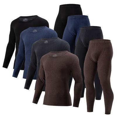 Large Size Men's Spring and Autumn Thermal Underwear Set Men's Thickened Autumn Clothes and Trousers Winter Bottoming Set